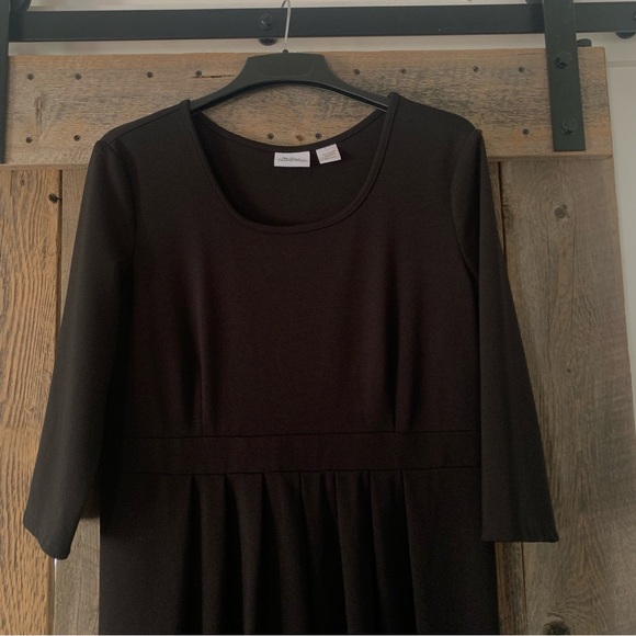 Women’s Large Black VERMONT COUNTRY STORE Long Midi Dress Half Sleeve NEW - Picture 2 of 8